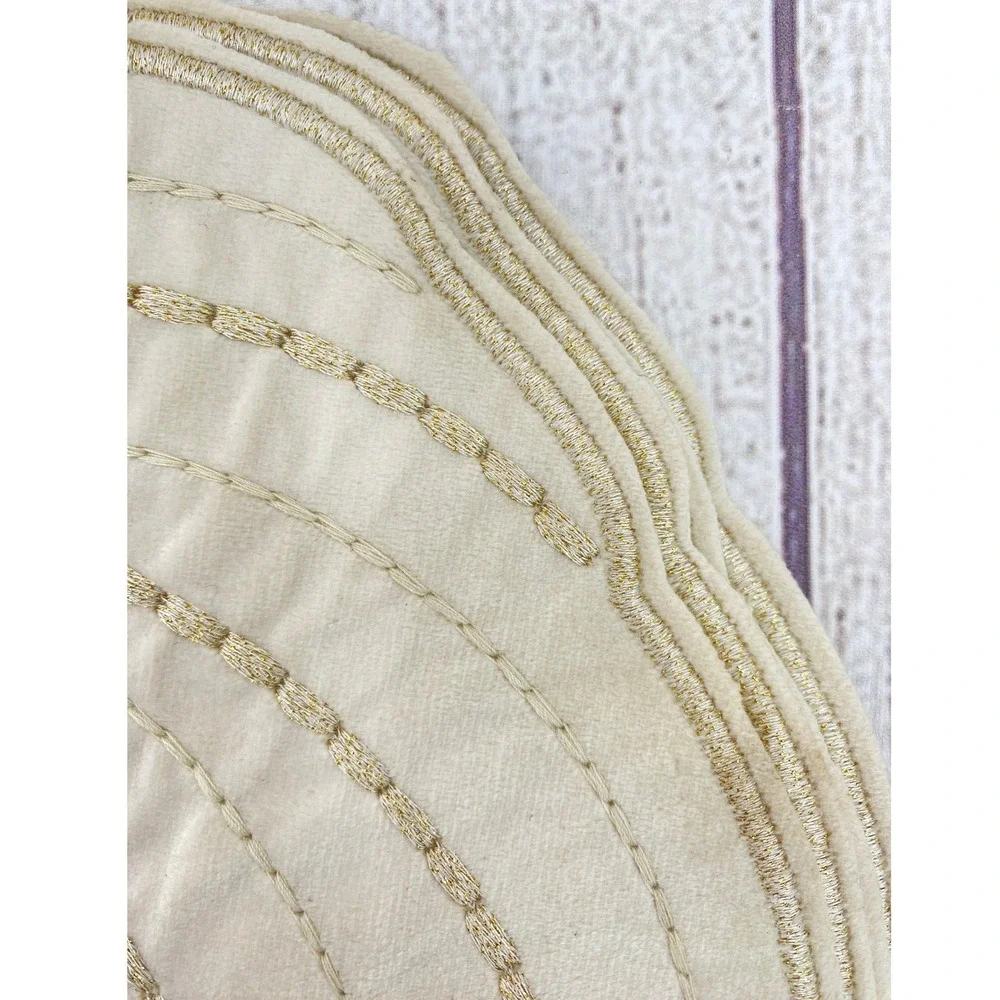 The Farmhouse Rachel Ashwell Pumpkin Placemats (4) Cream Gold Embroidery Autumn